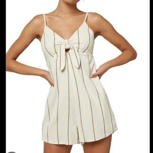 O'Neil Striped Front Tie Romper Size Large